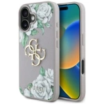 Etui Guess Grained Roses Big 4G logo na iPhone 16 - fioletowe