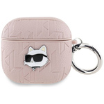 Oryginalne Etui APPLE AIRPODS 4 Karl Lagerfeld Cover Monogram Choupette Head różowe
