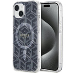 Oryginalne Etui GUESS Hardcase GUHMP15MHGCUSTGK do iPhone 15 Plus (Kompatybilny z Magsafe / IML GCUBE / czarny)