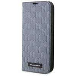 Karl Lagerfeld KLBKP14SSAKLHPG iPhone 14 6.1" bookcase srebrny/silver Saffiano Monogram