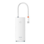 Hub 6w1 Baseus Lite Series USB-C do 2x USB 3.0 + USB-C PD + HDMI + SD/TF (biały)