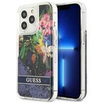 Guess GUHCP13LLFLSB iPhone 13 Pro / 13 6,1" niebieski/blue hardcase Flower Liquid Glitter