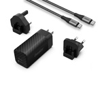 Energizer Ultimate - Ładowarka sieciowa Multiplug EU / UK / US GaN USB-C & USB-A 65W PD + Kabel USB-C (Czarny)