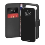 Etui Puro Wallet Stand na iPhone 17 Air z ekoskóry, z klapką, portfelem i funkcją podstawki - czarne