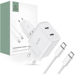 Ładowarka Sieciowa PD 20W 2x USB-C + Kabel USB-C - USB-C Tech-Protect C20W biała