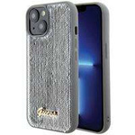 Etui Guess Sequin Script Metal na iPhone 15 - srebrne
