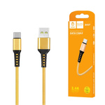 KABEL USB WZMACNIANY OPLOT TYP-C DENMEN ZŁOTY 1M D02T