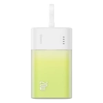 Powerbank Baseus Popsicle 5200mAh 20W z wbudowanym kablem Lightning (+ biały kabel Baseus Simple USB-C - USB-C 60W/20V/3A/30cm) - biało-zielony