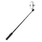 Selfie stick WC12YDS teleskopowy tripod 1.3m ze stopu aluminium z podwójną lampą i uchwytem na telefon - czarny