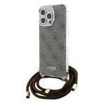 Etui Guess Crossbody Cord 4G Print na iPhone 15 Pro Max - brązowe