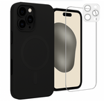 Etui do iPhone 16 Pro Max czarne MagSafe + Szkło na ekran + Szkło na aparat