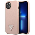 Oryginalne Etui IPHONE 14 PLUS Guess Hardcase Saffianotriangle Logo (GUHCP14MPSATLP) różowe