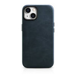 iCarer Oil Wax Premium Leather Case skórzane etui iPhone 14 Plus magnetyczne z MagSafe ciemnoniebieski (WMI14220703-BU)