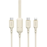 Kabel 2w1 Dudao L7SF USB-C - USB-C / Lightning 100W 1.2m - beżowy