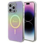 Etui Guess IML Iridescent MagSafe na iPhone 15 Pro - różowe