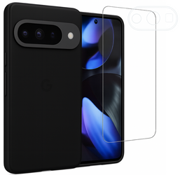 Etui do Google Pixel 9 Pro czarne + Szkło na ekran + Szkło na aparat