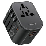 USAMS Ład. siec. 2xUSB T59 20W adapter 4w1 US/AU/EU/UK czarny/black CC179TC01 (US-CC179) Univesal Travel Charger