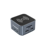 Hub USB-C 12 w 1 Wozinsky WHBC09Y8S wielofunkcyjny,z funkcją ładowania bezprzewodowego, aluminiowy, z kablem 15 cm - szary