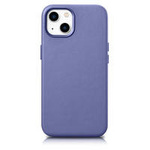 iCarer Case Leather pokrowiec etui z naturalnej skóry do iPhone 14 jasnofioletowy (WMI14220705-LP) (kompatybilne z MagSafe)