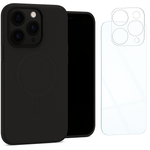 Etui do iPhone 14 Pro czarne MagSafe + Szkło na ekran + Szkło na aparat