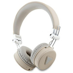 Guess Grained Classic Round Shape - Bezprzewodowe słuchawki nauszne Bluetooth ENC (beżowy)