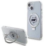 Etui Karl Lagerfeld Ring Stand Choupette Head MagSafe do iPhone 15 - białe