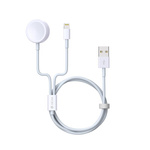 Devia kabel 2w1 V2 Smart USB - Lightning biały z ładowarką indukcyjną do Apple Watch