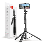 Crong SelfieGo Ultra – Aluminiowy selfie stick Bluetooth tripod (czarny)