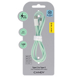 Blavec Kabel Candy oplot - Typ C na Typ C - PD 60W 3A 1 metr (CCA-CC3GN10) zielony