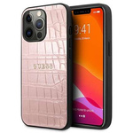 Guess nakładka do iPhone 13 Pro 6,1" GUHCP13LPCRBPI różowa hard case Croco Collection