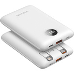 VEGER powerbank 10000 mAh z wbudowanymi kablami Typ C / Lightning PD QC3.0 2A 22,5W C11C (W1170) biały