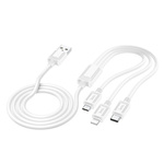 HOCO kabel 3w1 USB A do Lightning / Micro USB / Typ C 2A X74 1 m biały