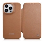 iCarer CE Premium Leather Folio Case skórzane etui iPhone 14 Pro z klapką magnetyczne MagSafe brązowy (WMI14220714-BN)