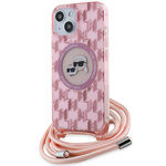 Karl Lagerfeld KLHMP15SHCKCKLCP iPhone 15 / 14 / 13 6.1" różowy/pink hardcase IML Crossbody Monogram Karl & Choupette Head MagSafe
