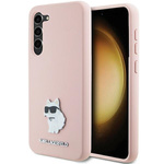 Oryginalne Etui KARL LAGERFELD hardcase Silicone Choupette Metal Pin KLHCS24MSMHCNPP do Samsung Galaxy S24 Plus różowy