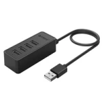 HUB 4-portowy USB-A 2.0 przewód 1M - czarny