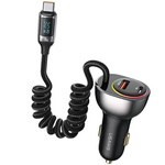 Ładowarka Samochodowa USAMS C37 1xUSB+1xUSB-C 60W + kabel USB-C 30W PD+QC Fast Charge czarny/black CC192CC01 (US-CC192)