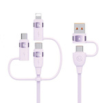 USAMS Kabel U85 2xUSB-C/USB/Micro-USB/Lightning 6w1 2m 100W PD Fast Charge fioletowy/purple SJ646USB02 (US-SJ646)