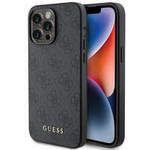 Etui Guess 4G Metal Gold Logo na iPhone 15 Pro Max - szare