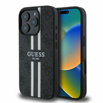 GUESS futerał do IPHONE 16 Pro kompatybilny z MagSafe GUHMP16LP4RPSK (4G Pronted Stripes) czarny