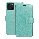 Kabura MEZZO Book do IPHONE 15 mandala zielony