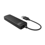HUB 4-portowy USB-A 2.0 przewód 0,3M - czarny