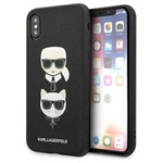 Karl Lagerfeld Saffiano Karl & Choupette Heads - Etui iPhone Xs Max (czarny)