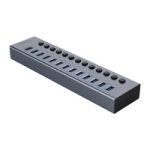 HUB 13-portowy z włącznikiem USB-A 3.0 - szary