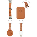 Zestaw akcesoriów 4w1 4smarts Style      portfel MagSafe, ładowarka do Apple Watch, pasek do Apple Watch, etui na AirTag, brązowy