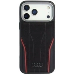 Etui Audi R8 Genuine Leather MagSafe do iPhone 17 Pro Max - czarno-czerwony