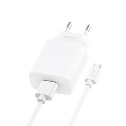 Foneng Ładowarka sieciowa EU28 - USB - 2,4A z kablem USB na Micro USB biała