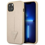 Guess Saffiano Triangle Logo Case - Etui iPhone 14 Plus (beżowy)