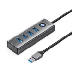 HUB 4-portowy USB-A 3.0 przewód 0,15M - szary