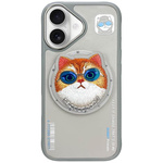 Etui Nimmy Glasses Cool Cat MagSafe do    iPhone 16 szary